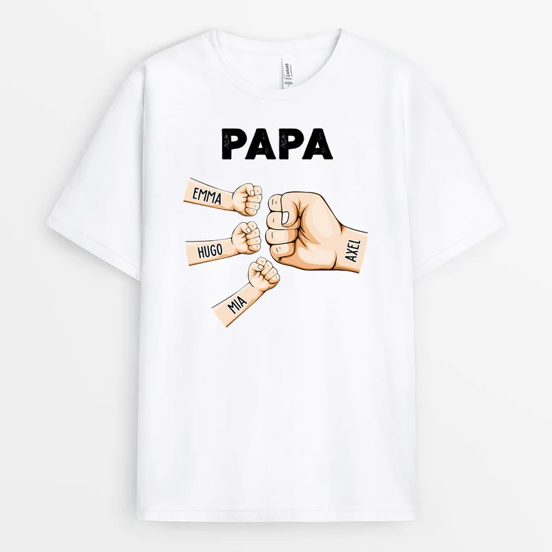 Fauststoß Papa Opa und Kinder - Personalisierte Geschenke | T-Shirt für Opa/Papa