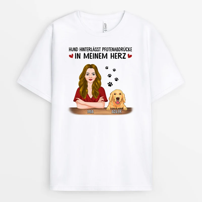 Pfote In Meinem Herzen - Personalisierte Geschenke | T-Shirt für Hundebesitzer