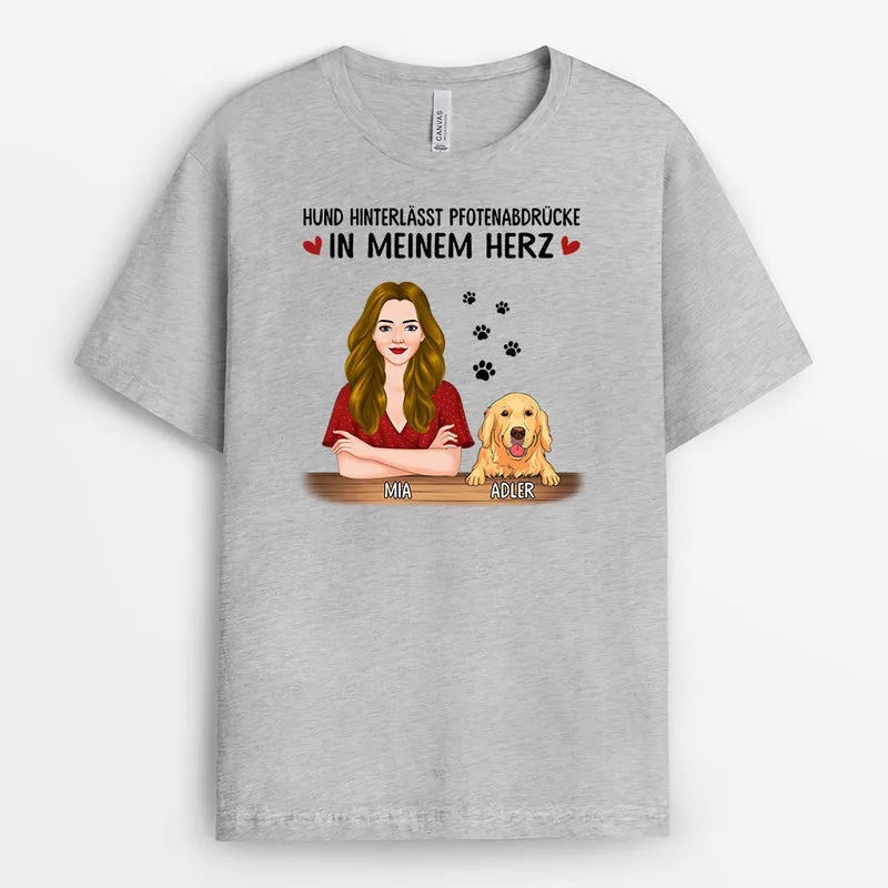 Pfote In Meinem Herzen - Personalisierte Geschenke | T-Shirt für Hundebesitzer