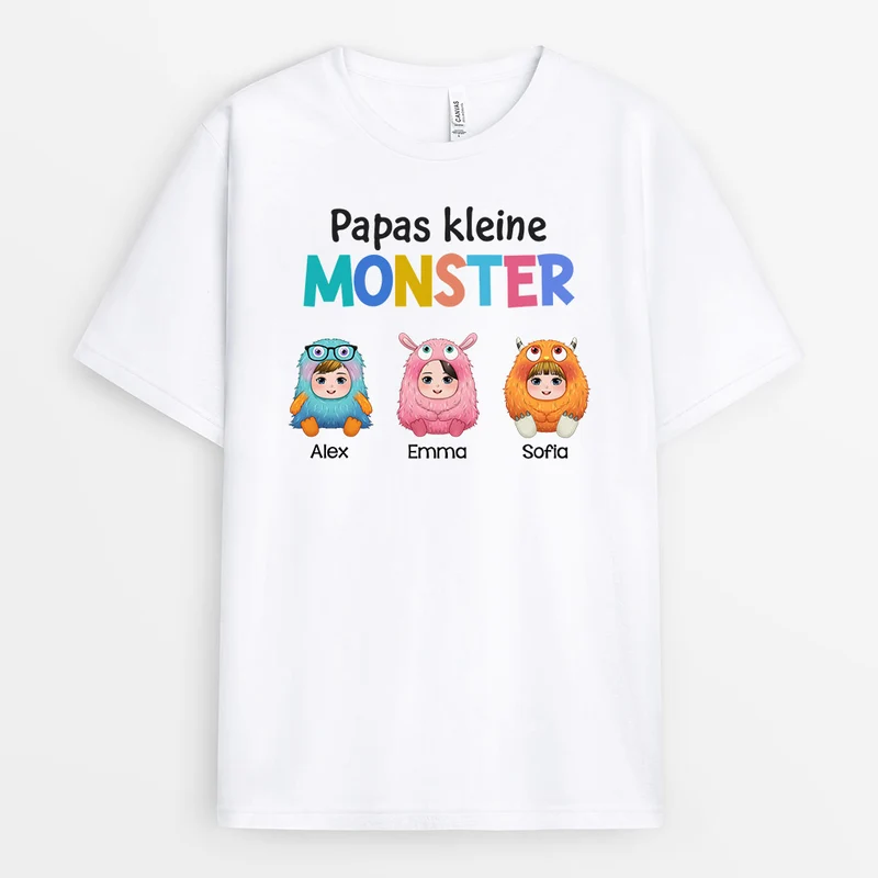 Papas Kleine Monster - Personalisierte Geschenke | T-Shirt für Papa/Opa