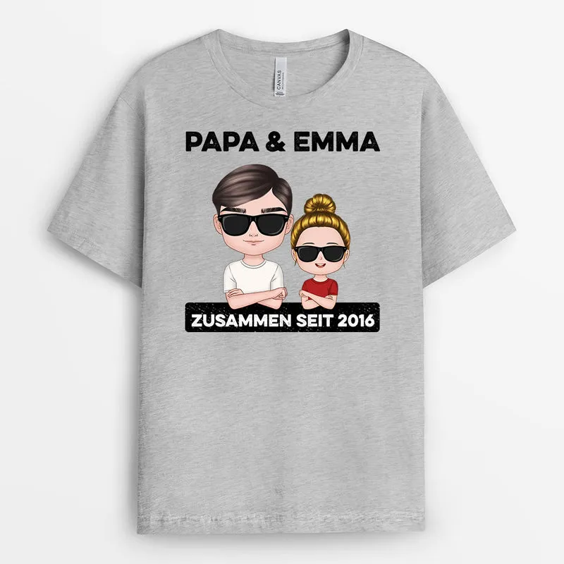 Papa Kinder Zusammen Seit - Personalisierte Geschenke | T-Shirt für Papa/Opa