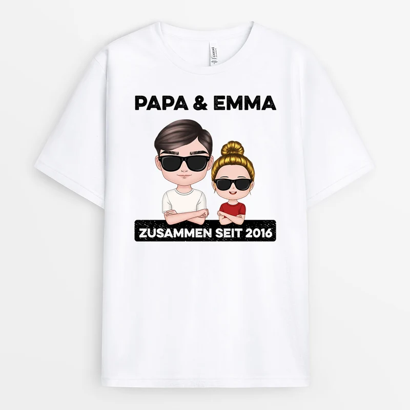 Papa Kinder Zusammen Seit - Personalisierte Geschenke | T-Shirt für Papa/Opa