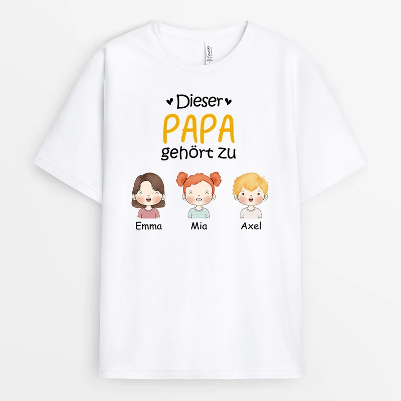 Dieser Papa Gehört Zu - Personalisierte Geschenke | T-Shirt für Papa/Opa