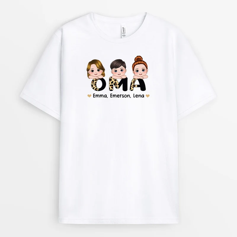 Leopard Omas Enkelkinder - Personalisierte Geschenke | T-Shirt für Mama/Oma
