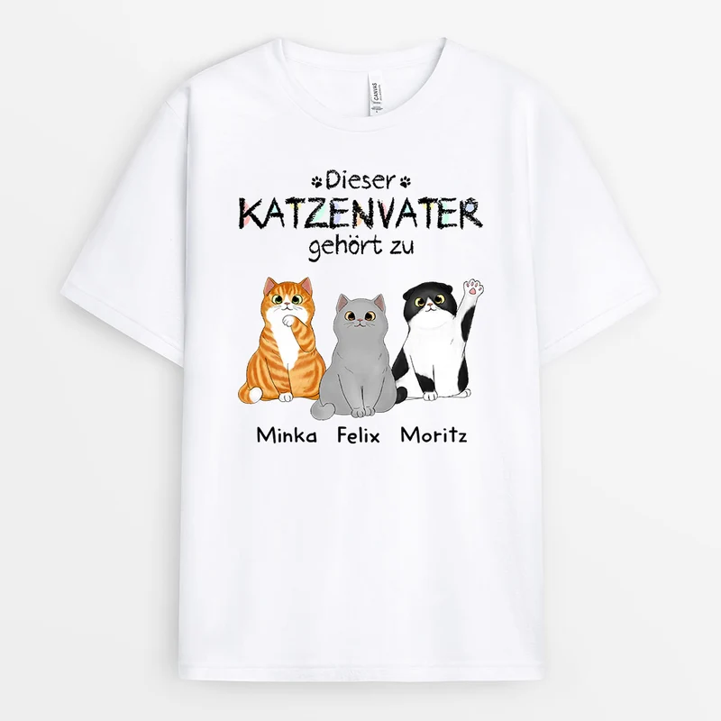 Katzeneltern Gehört Zu - Personalisierte Geschenke | T-Shirt für Katzenbesitzer