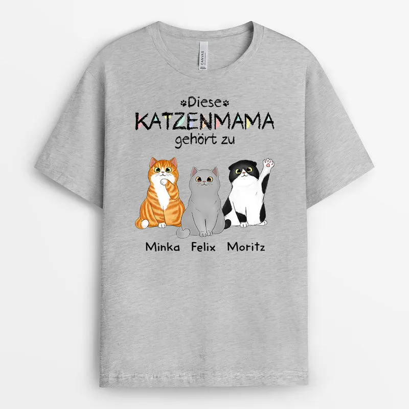 Katzeneltern Gehört Zu - Personalisierte Geschenke | T-Shirt für Katzenbesitzer