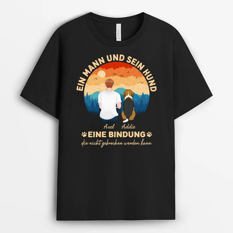 Ein Mann Mit Seinem Hund - Personalisierte Geschenke | T-Shirt für Hundebesitzer