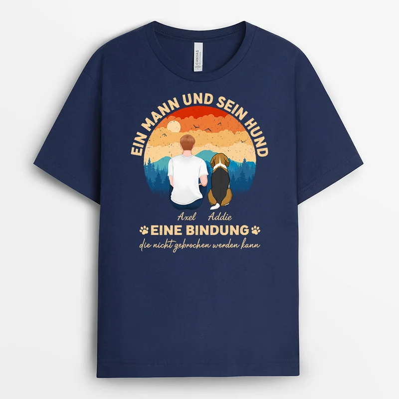 Ein Mann Mit Seinem Hund - Personalisierte Geschenke | T-Shirt für Hundebesitzer
