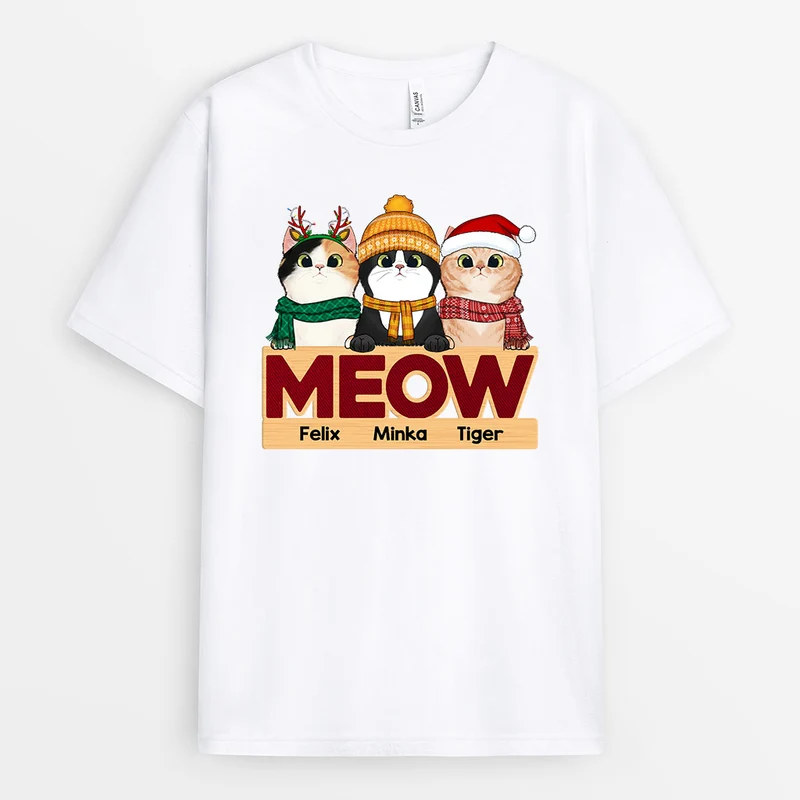 Meow - Personalisierte Geschenke | T-Shirt für Katzenbesitzer Weihnachten