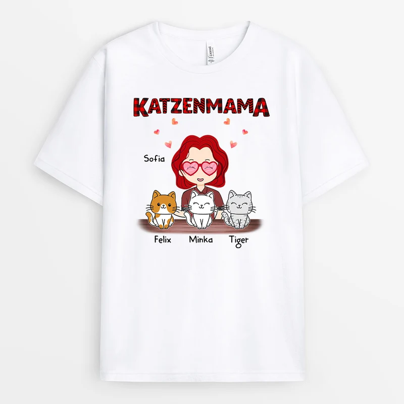 Katzenmama - Personalisierte Geschenke | T-Shirt für Katzenbesitzer Weihnachten