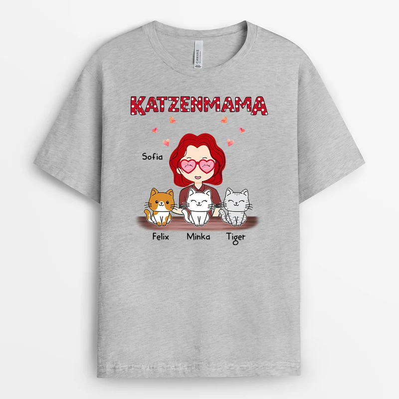 Katzenmama - Personalisierte Geschenke | T-Shirt für Katzenbesitzer Weihnachten