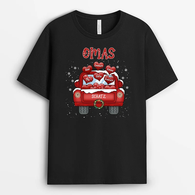 Omas Herzen Truck - Personalisierte Geschenke | T-Shirt für Mama/Oma Weihnachten