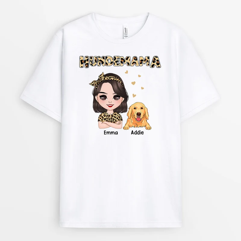 Leopard Hundemama - Personalisierte Geschenke | T-Shirt für Hundebesitzer