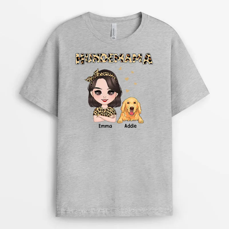 Leopard Hundemama - Personalisierte Geschenke | T-Shirt für Hundebesitzer