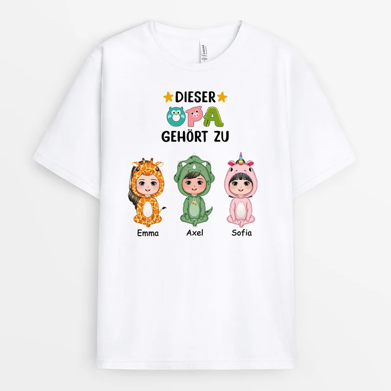 Dieser Opa Papa Gehört Zu - Personalisierte Geschenke | T-Shirt für Papa/Opa