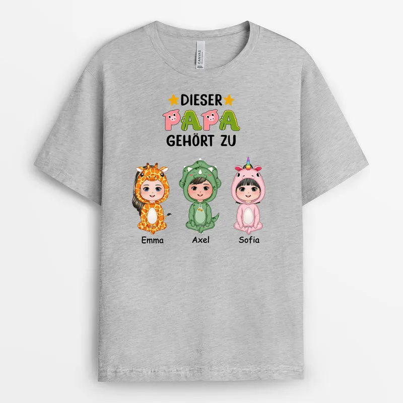 Dieser Opa Papa Gehört Zu - Personalisierte Geschenke | T-Shirt für Papa/Opa