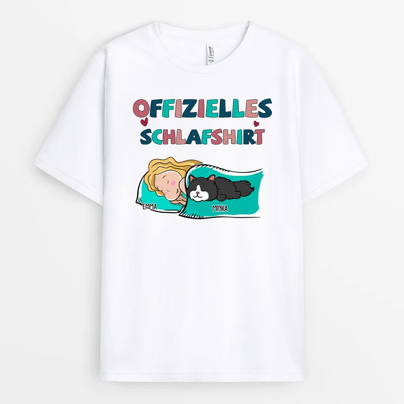 Offizielles Schlafshirt - Personalisierte Geschenke | T-Shirt für Katzenliebhaber