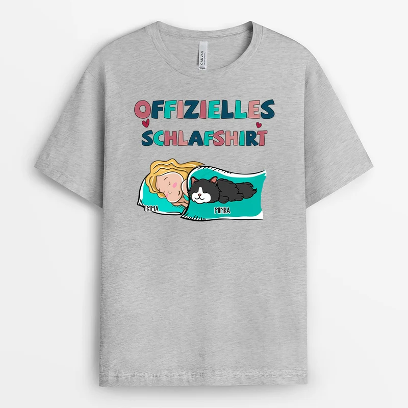Offizielles Schlafshirt - Personalisierte Geschenke | T-Shirt für Katzenliebhaber