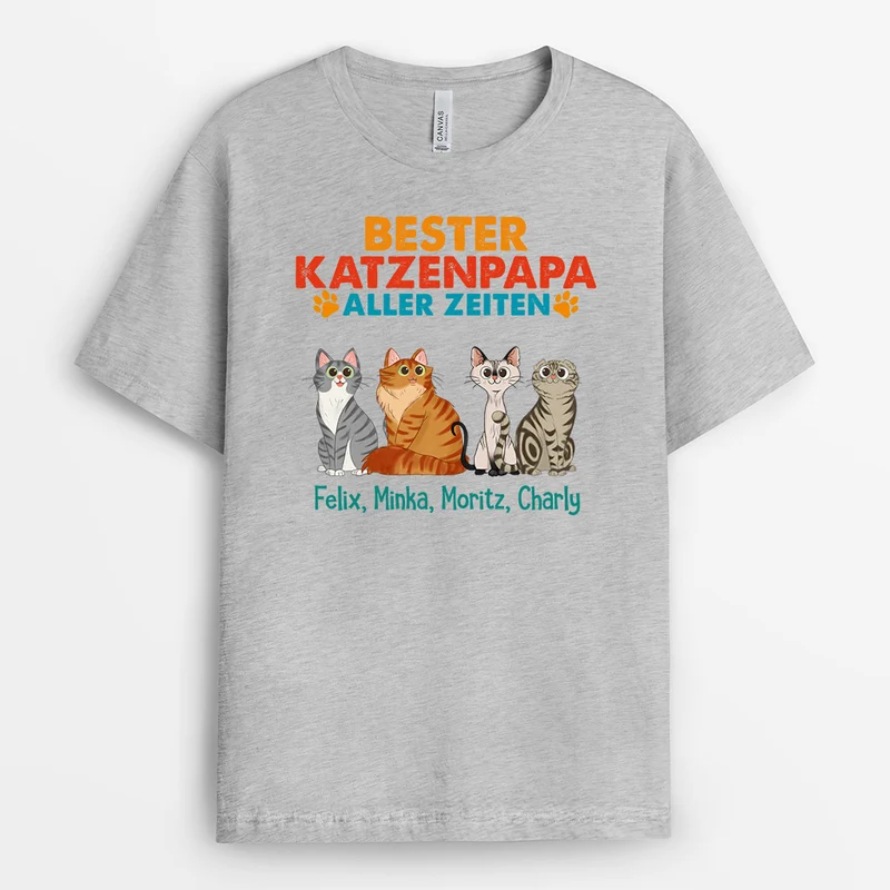 Bester Katzenpapa Katzenmama - Personalisierte Geschenke | T-Shirt für Katzenliebhaber