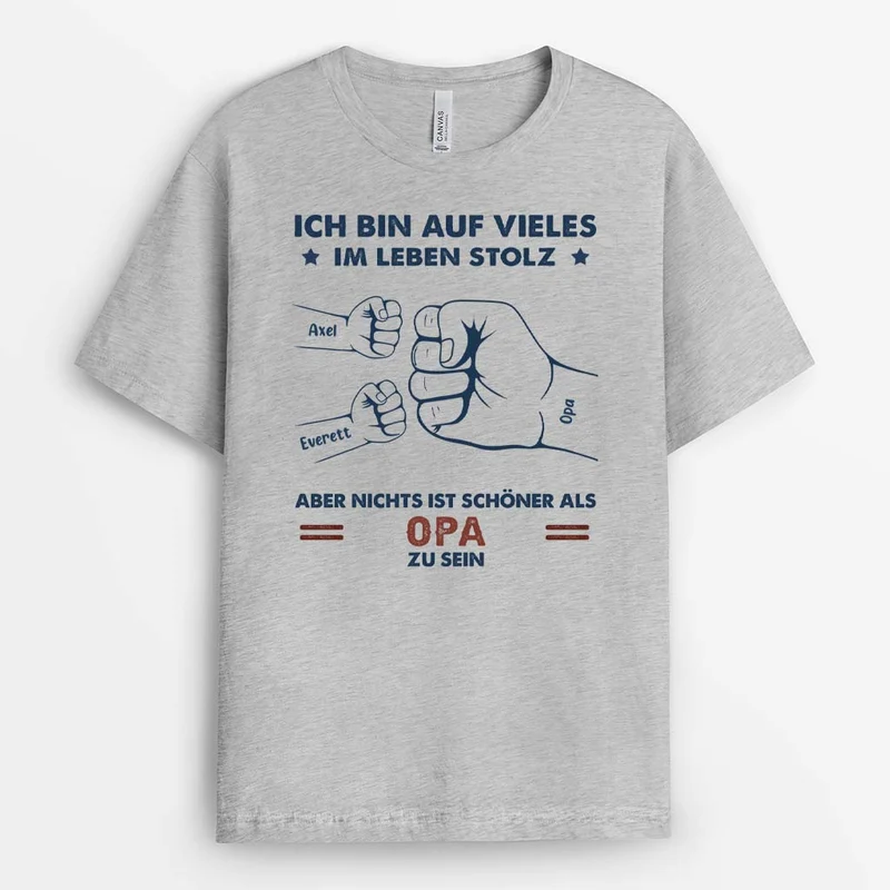 Fauststoß Papa Opa Und Kinder - Personalisierte Geschenke | T-Shirt für Opa/Papa