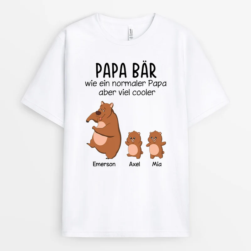 Opa Bär Papa Bär - Personalisierte Geschenke | T-Shirt für Opa/Papa