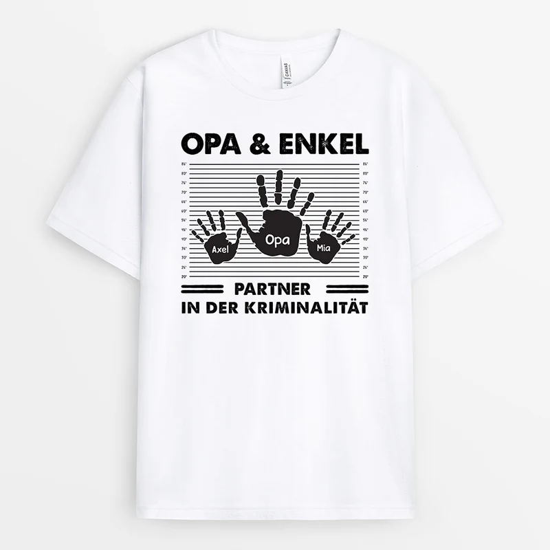Opa Papa Enkel Partner in der Kriminalität - Personalisierte Geschenke | T-Shirt für Opa/Papa