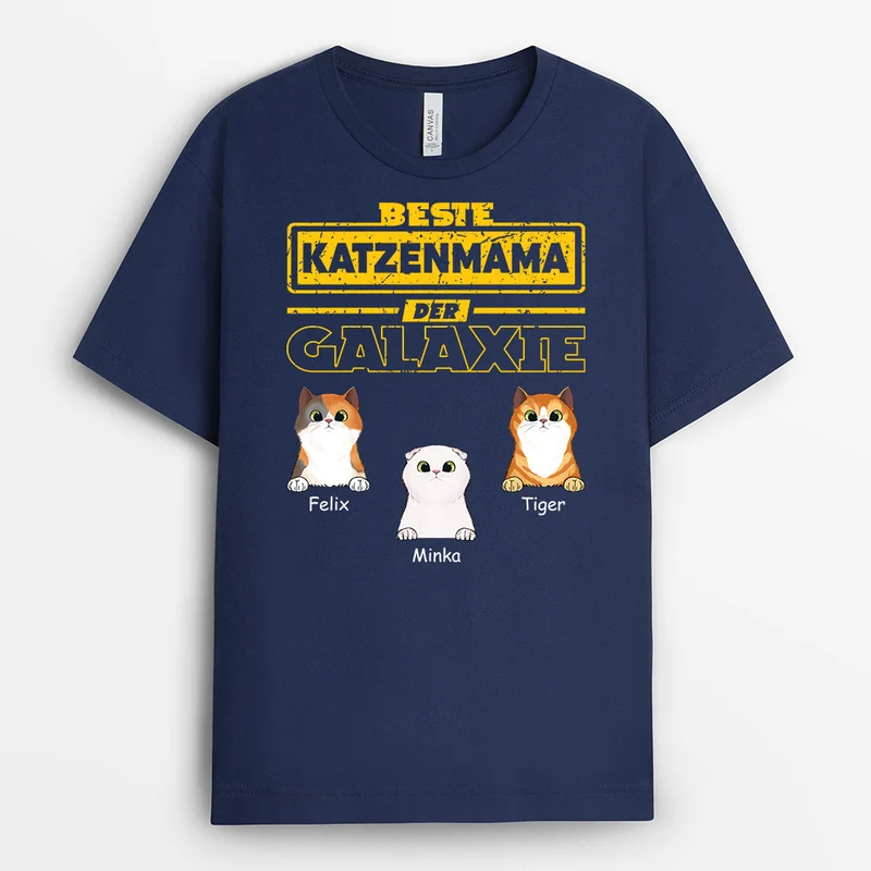 Katzeneltern Galaxie - Personalisierte Geschenke | T-Shirt für Katzenbesitzer