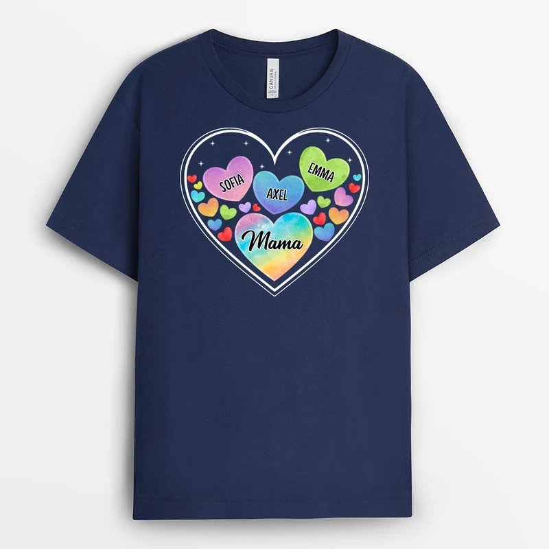 Herzen Im Herz - Personalisierte Geschenke | T-Shirt für Mama/Oma