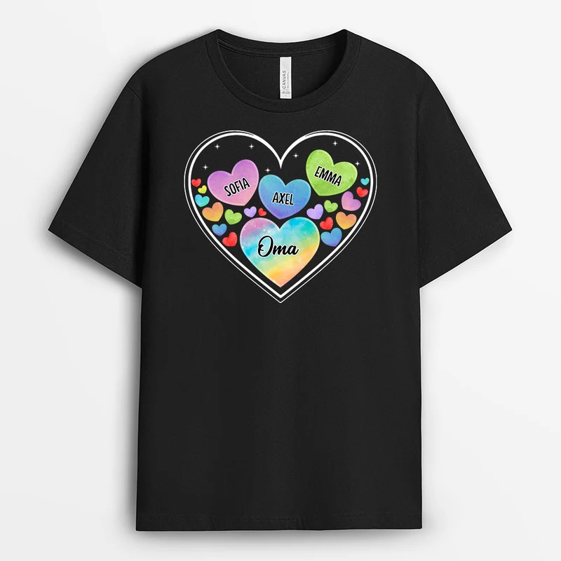 Herzen Im Herz - Personalisierte Geschenke | T-Shirt für Mama/Oma
