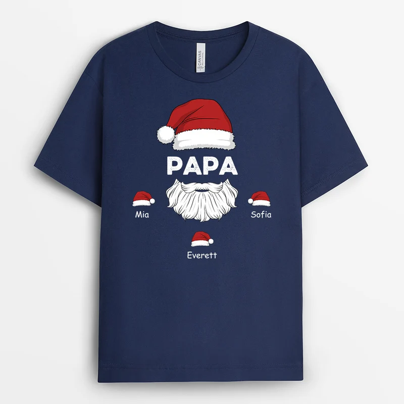 Papa Weihnachtsmann - Personalisierte Geschenke | T-Shirt für Papa/Opa Weihnachten