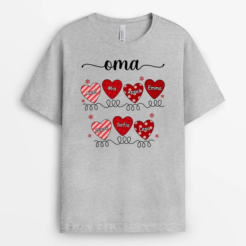 Mama Oma Herzen - Personalisierte Geschenke | T-Shirt für Mama/Oma Weihnachten