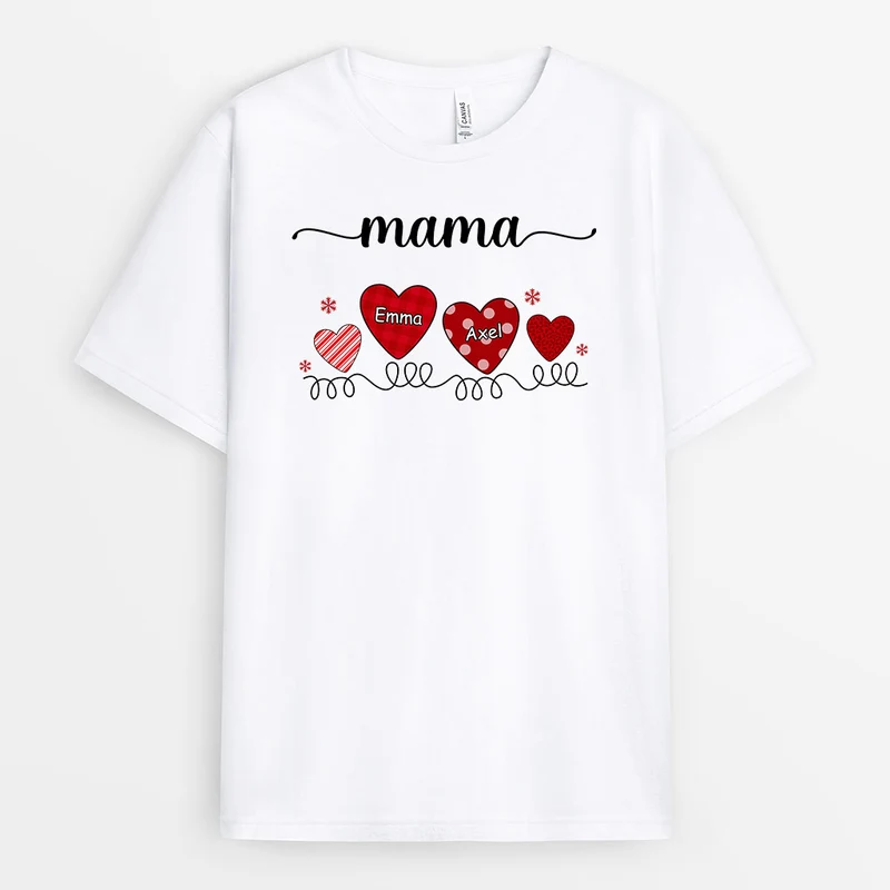 Mama Oma Herzen - Personalisierte Geschenke | T-Shirt für Mama/Oma Weihnachten