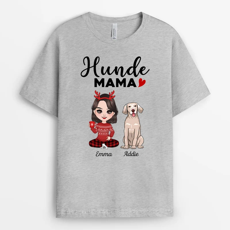 Hunde Mama - Personalisierte Geschenke | T-Shirt für Hundebesitzer Weihnachten
