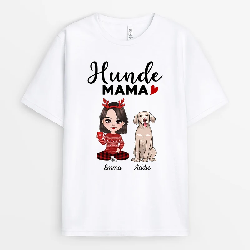 Hunde Mama - Personalisierte Geschenke | T-Shirt für Hundebesitzer Weihnachten