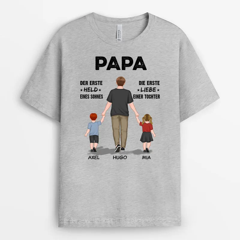 Der Erste Held - Personalisierte Geschenke | T-Shirt für Papa/Opa
