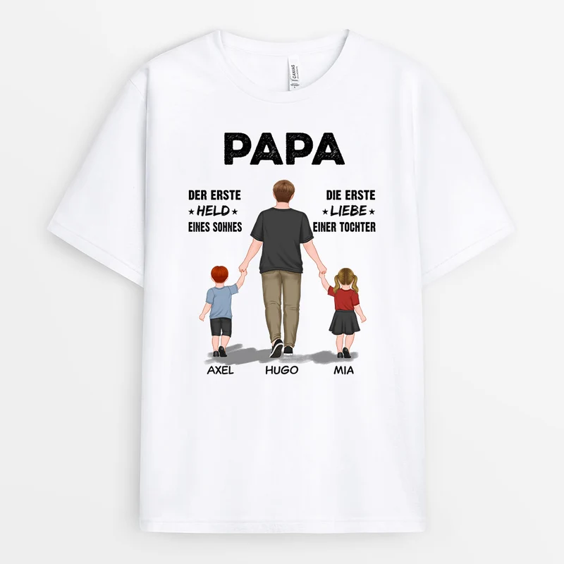 Der Erste Held - Personalisierte Geschenke | T-Shirt für Papa/Opa