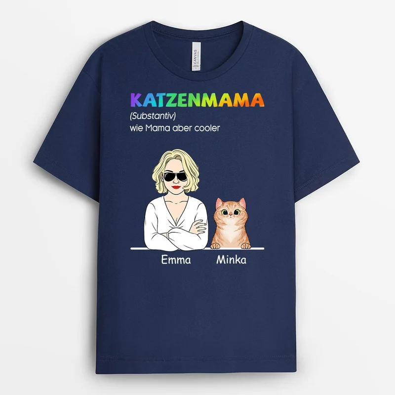 Coole Katzenmama - Personalisierte Geschenke | T-Shirt für Katzenbesitzer