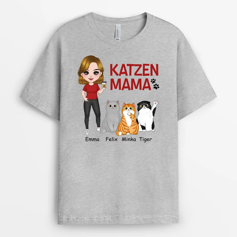 Süße Katzenmama - Personalisierte Geschenke | T-Shirt für Katzenbesitzer