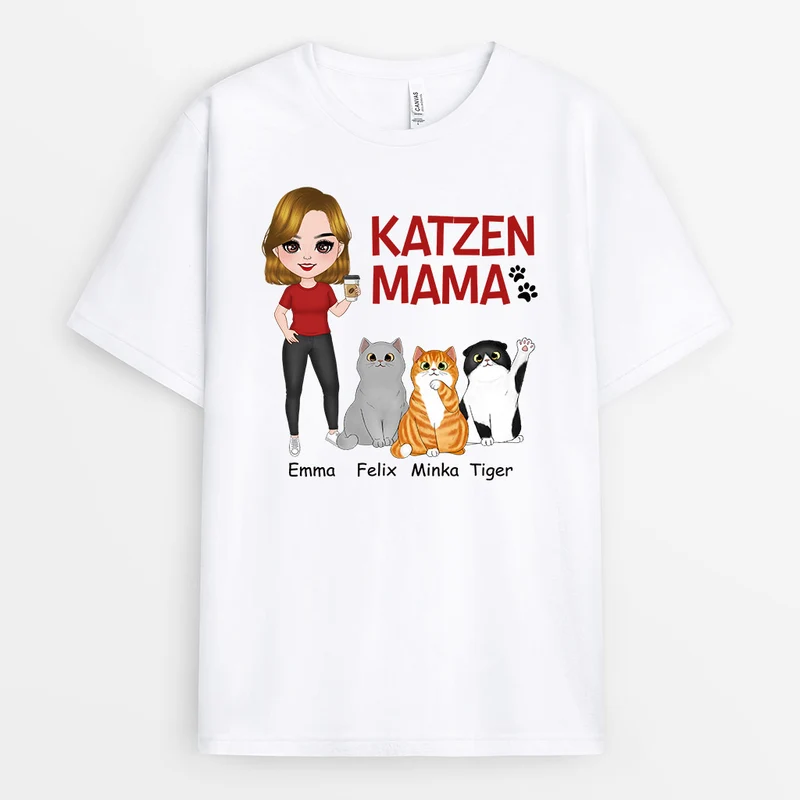 Süße Katzenmama - Personalisierte Geschenke | T-Shirt für Katzenbesitzer