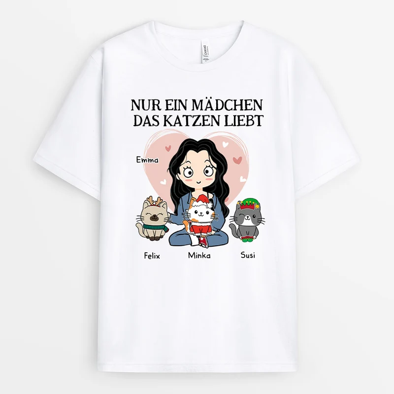 Nur ein Mädchen, das Katzen liebt - Personalisierte Geschenke | T-Shirt für Katzenliebhaber