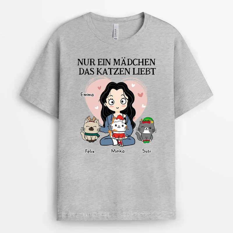 Nur ein Mädchen, das Katzen liebt - Personalisierte Geschenke | T-Shirt für Katzenliebhaber