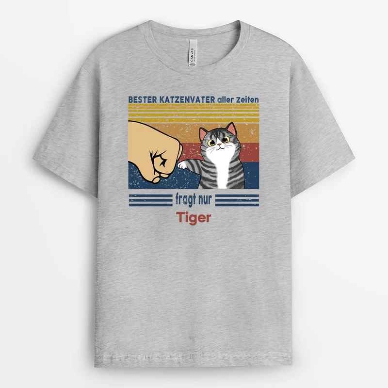 Bester Katzenvater Aller Zeiten - Personalisierte Geschenke | T-Shirt für Katzenliebhaber/Mama