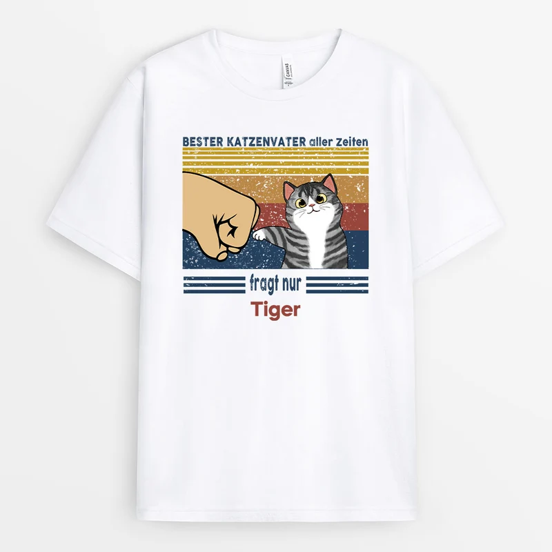 Bester Katzenvater Aller Zeiten - Personalisierte Geschenke | T-Shirt für Katzenliebhaber/Mama