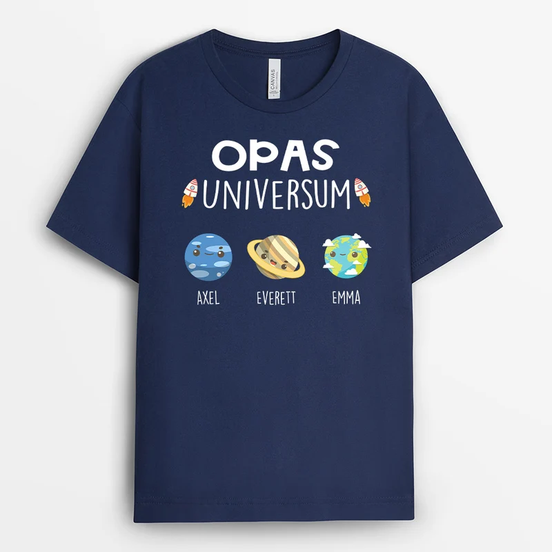 Papas Opas Universum - Personalisierte Geschenke | T-Shirt für Opa/Papa