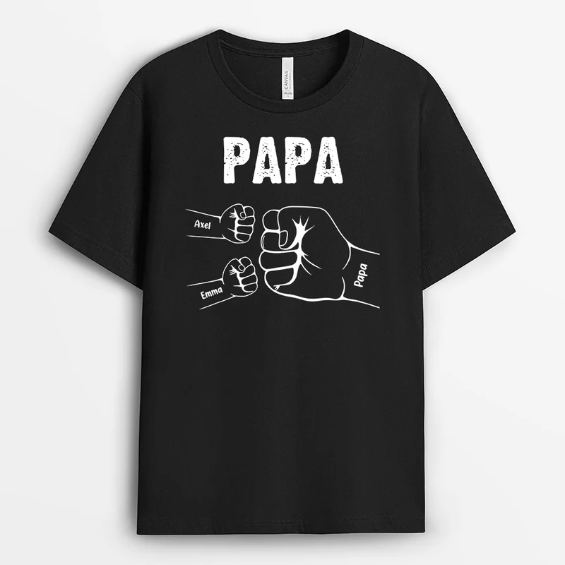 Fauststoß Papa Opa und Kinder - Personalisierte Geschenke | T-Shirt für Opa/Papa