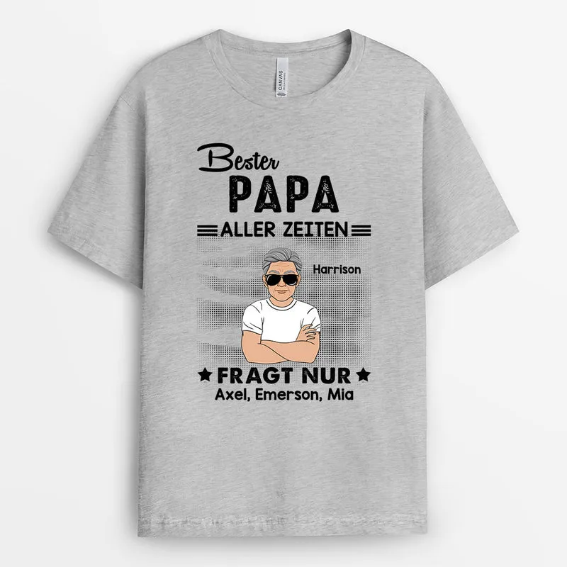 Bester Opa Papa Aller Zeiten - Personalisierte Geschenke | T-Shirt für Papa/Opa