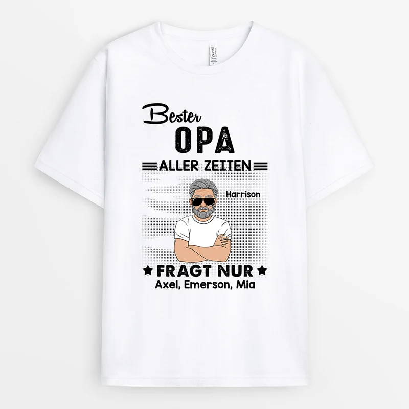 Bester Opa Papa Aller Zeiten - Personalisierte Geschenke | T-Shirt für Papa/Opa