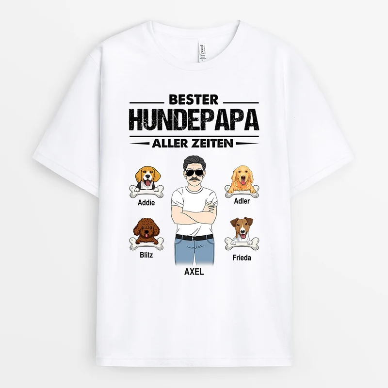 Bester Hundevater Aller Zeiten - Personalisierte Geschenke | T-Shirt für Hundeliebhaber