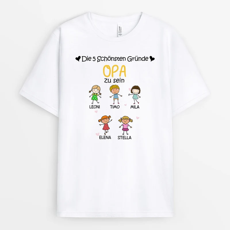 Schönsten Gründe Opa Zu Sein - Personalisierte Geschenke | T-Shirt für Opa/Papa