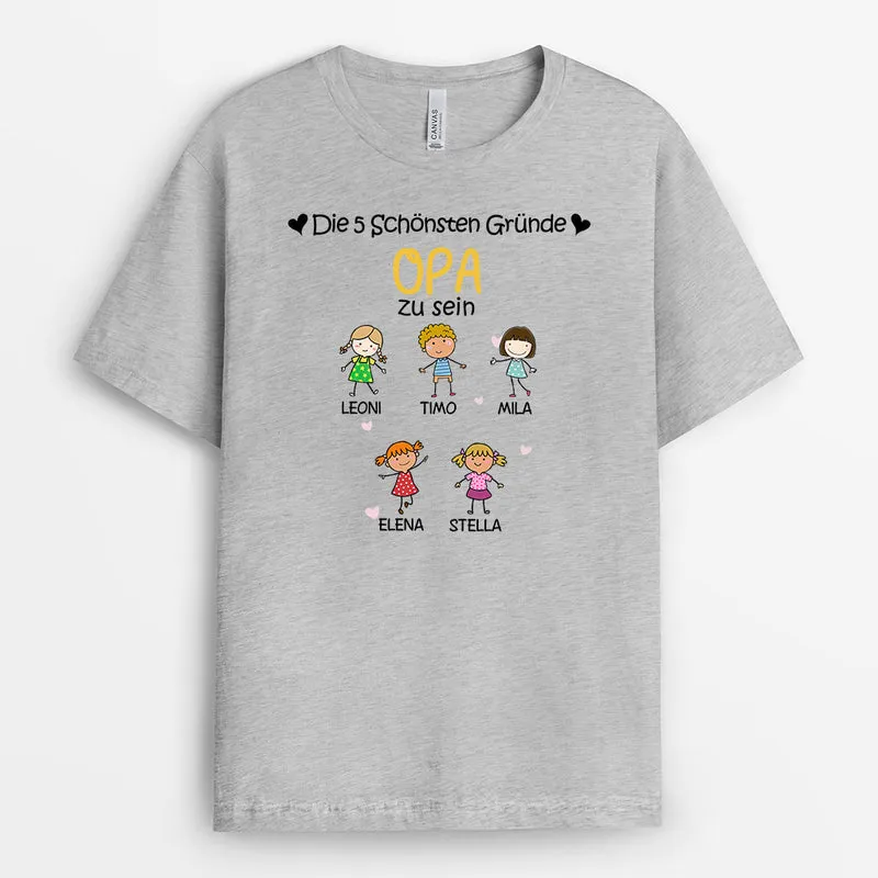 Schönsten Gründe Opa Zu Sein - Personalisierte Geschenke | T-Shirt für Opa/Papa